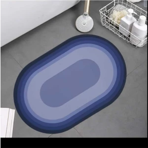 Main Shop Kaymaz Tabanlı Su Emici Abdest ,banyo ve Mutfak Paspası 58X38CM Mavi Gri Renk Yazısız Model