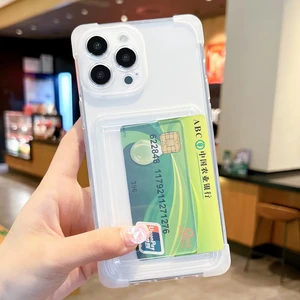 iPhone 15 Pro Max Kartlıklı Airbag Köşeli Silikon Kılıf Darbe Önleyici Kamera Korumalı Kapak