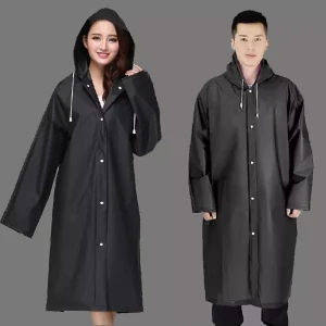 Main Shop Kadın Erkek Yağmurluk Kapüşonlu Çıtçıtlı Eva Siyah Yağmurluk