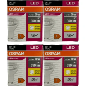 PAR16 4.5W (50W) 2700K (Sarı Işık) GU10 Duylu LED Spot (4 Adet)