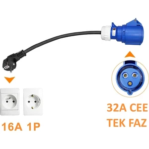 Elektrikli Araç Şarj Kablosu Monofaze 32A Cee Monofaze 16A Schuko Dönüştürücü Ev Tipi Priz Adaptörü