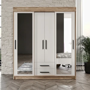 Ildır Sürgülü 2 Kapaklı Gardrop Beyaz Tamamı Mdf Flora Beyaz