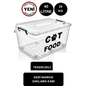 Tekerlekli Kedi Mama Saklama Kabı 15 kg Mama Saklama Kabı Kuru Mama Saklama Kutusu Kedi Maması büyük boy