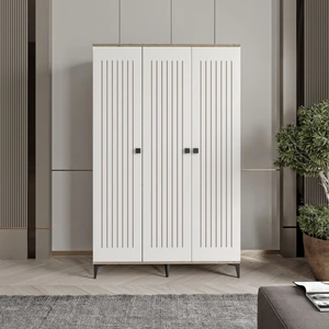 Kare 3 Kapaklı Gardrop Tamamı Mdf Atlas Çam Beyaz
