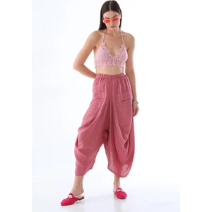 Bohem Stil Italyan Cepli Keten Şalvar Pantolon CMN00154