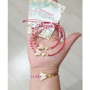 Funny Takı Üç Adet Kalpli Krem Rengi Kelebek ve Çek Boncuklu Marteniçka Bileklik