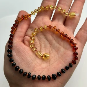 Kehribarevi Ereğli Baltık Damla Kehribar Gökkuşağı Bebek Diş Kolyesi