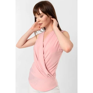 Kruvaze Yaka Bluz 42 - Pudra