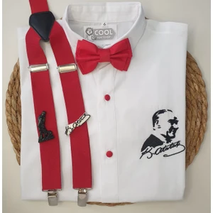 Cool Party Shop Atatürk Temalı Askı Papyon Gömlek 23 Nisan Cumhuriyt Bayramı