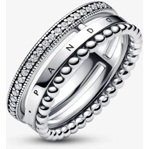 Poseidons Jewellery Signature Logo Pavé ve Boncuklu Yüzük