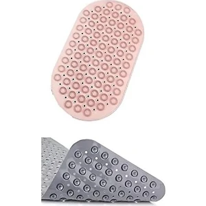 Main Shop Masajlı Silikon Banyo Paspası Vantuzlu Banyo ve Duş Kaydırmazı Pembe Renk