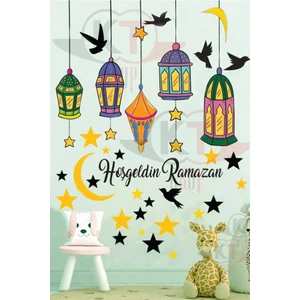 Kt Grup Hoşgeldin Ramazan Bayramı Yapışkanlı Sticker Duvar Cam Dolap Çıkartması Süsü 53 Parça