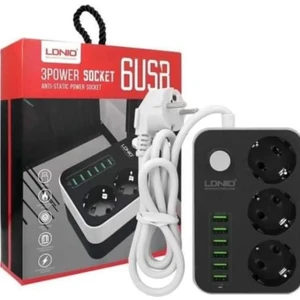 Melek Store  Ldnıo SE3631 3lü Priz 6 USB Coğaltici Akim Korumali Priz