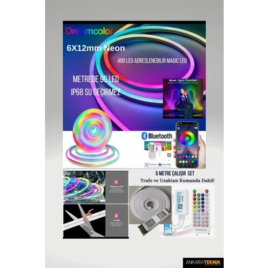 OEM Piksel Neon LED (6X12MM) 5 Metre Hazır Kumandalı Set/ Fiyatı