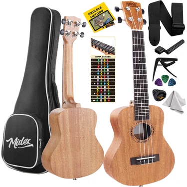 Midex TN-26M Set Maun Tenör Ukulele (Softcase Capo Metod Nota Sticker Askı