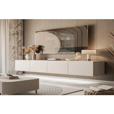 Joy Dizaynn Joy Tv Ünitesi Tv Sehpası Alt Modül Krem 240 cm Mdf Joy Tv