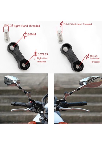 M10 x 1.25MM Aralık Stili 10MM x Pitch Sağ Sol Diş C Evrensel Alüminyum Motosiklet Ayna Montaj Yükseltici Genişletici Adaptör Moto M10 Aksesuarları (Yurt Dışından)