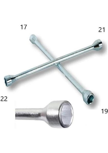 mt Tools 4 Kollu Bijon Anahtarı Istavroz Tip Nikelajlı 17-19-21-22MM TMBAP1722