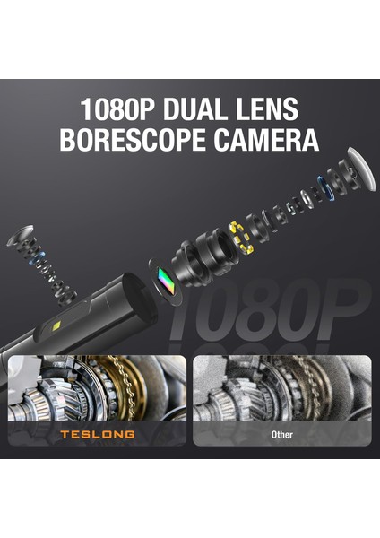 1080P Hd Çift Lensli Muayene Kamerası 8+1 Led Işıklı 5m Kablo 8 mm