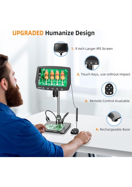 To ml ov DM04 9 Inc LCD Dijital Mikroskop 1200 x 16MP