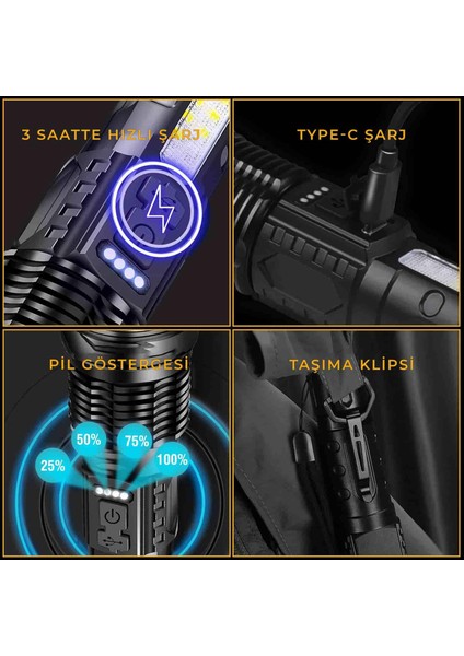 48000 Lümen Çok Amaçlı El Feneri fırsatları