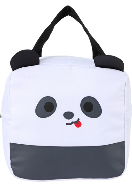 Sevimli Panda Suratlı Yiyecek Çantası - Siyah - 20CM