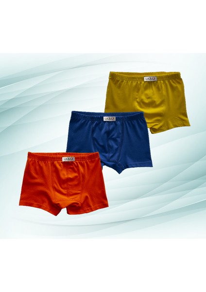 3'lü Erkek Çocuk Boxer ( Saks Mavi - Sarı - Turuncu )