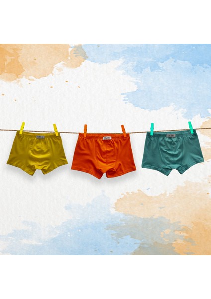 3'lü Erkek Çocuk Boxer ( Sarı - Mint - Turuncu )