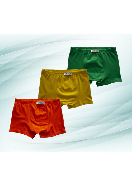 3'lü Erkek Çocuk Boxer ( Turuncu - Yeşil - Sarı )