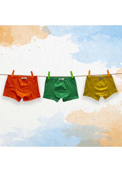 3'lü Erkek Çocuk Boxer ( Turuncu - Yeşil - Sarı )