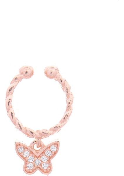 Kıkırdak Kelebek 925 Ayar Gümüş Rose Küpe