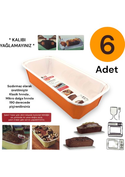 Kullan At Karton Kek Kalıbı Seti 6 Adet 19 cm x 9,5 cm x 5 cm