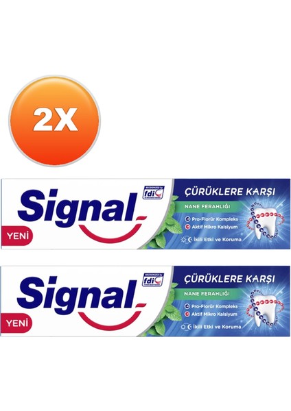 Çürüklere Karşı Nane Ferahlığı Diş Macunu 100 ml 2'li Set