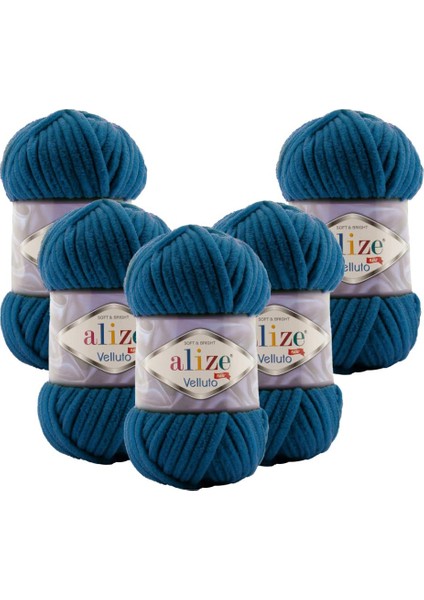 Velluto 5'li 646 Mikanos Mavi El Örgü Ipliği