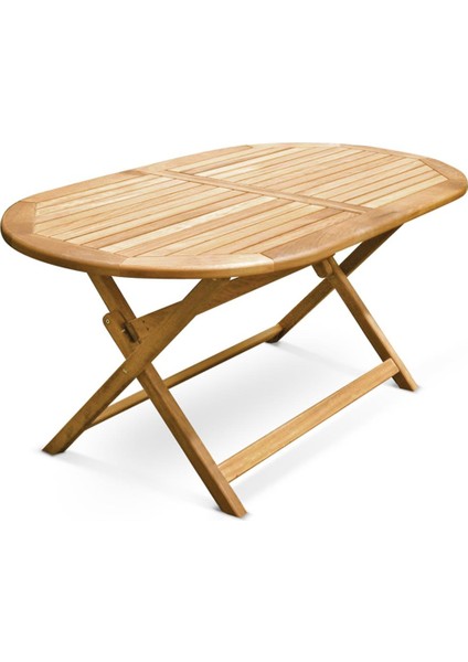 Truva 160X90 cm Iroko Oval Yemek Masası