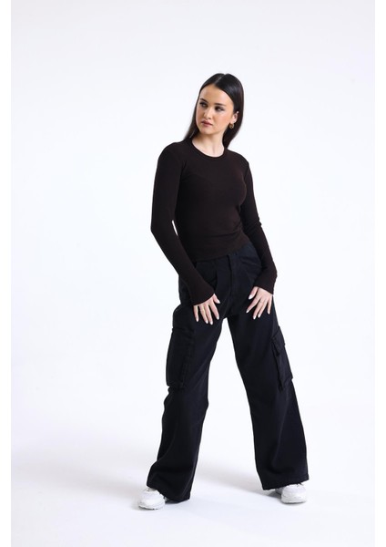 Kahverengi Bisiklet Yaka Uzun Kollu Fitilli Kaşkorse Bluz fiyatları