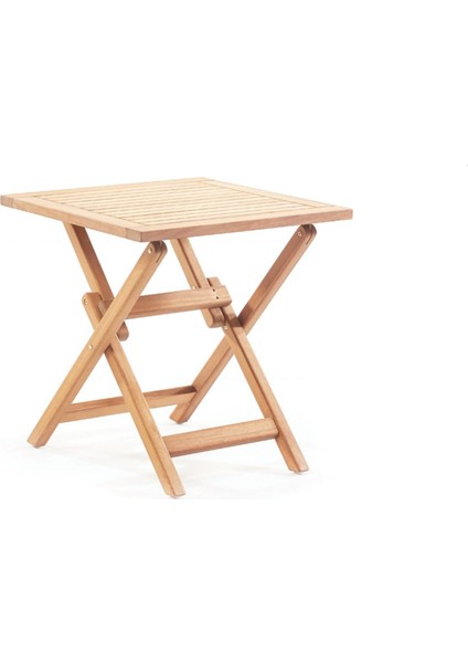 Truva 70X70 cm Iroko Katlanabilir Kare Bahçe Balkon Mutfak Teras Masası