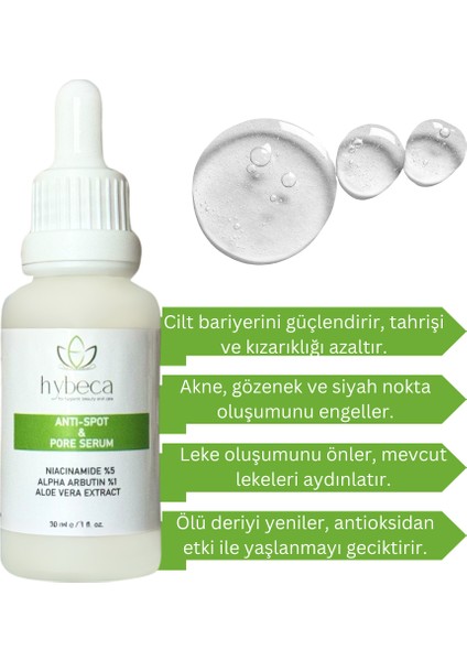 Niacinamide & Alpha Arbutin Serumu Aloe Vera Ekstreli Aydınlatıcı Temizleyici 30 Ml