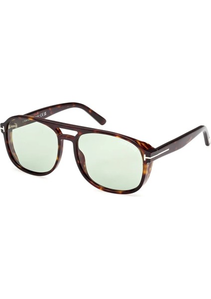 Tomford TF1022 52N Unisex Güneş Gözlüğü Kahverengi Kemik Çerçeve Yeşil Lens UV400