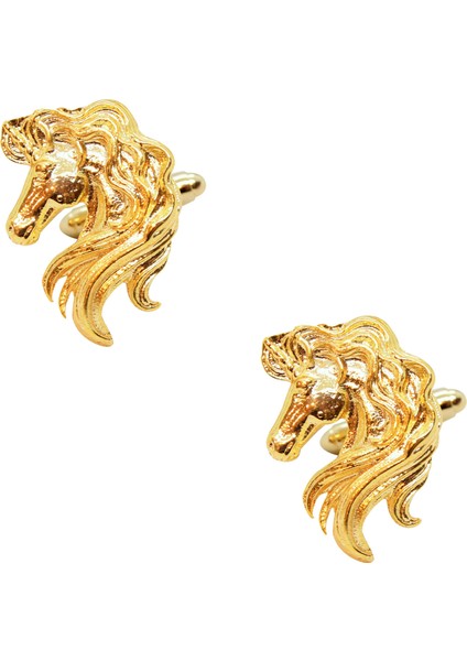 Tek Boynuzlu At Figürlü Klasik Kol Düğmesi