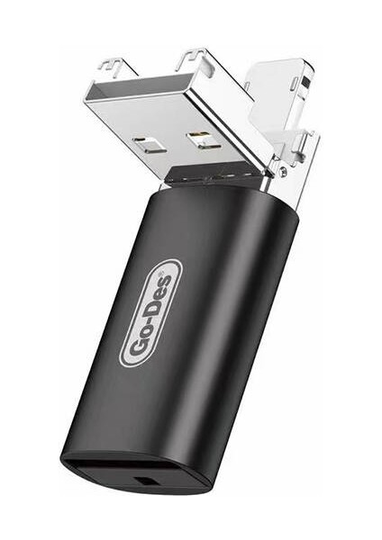 Go Des GD-CT190 Tf Kart To Usb-A ve Lightning 2in1 Otg Hafıza Kart Okuyucu