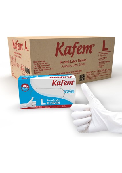 Beyaz Lateks Eldiven Pudralı (L) 100 Lü x 20 Paket (Koli)