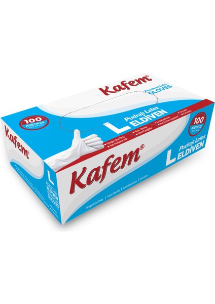Beyaz Lateks Eldiven Pudralı (L) 100 Lü x 20 Paket (Koli)