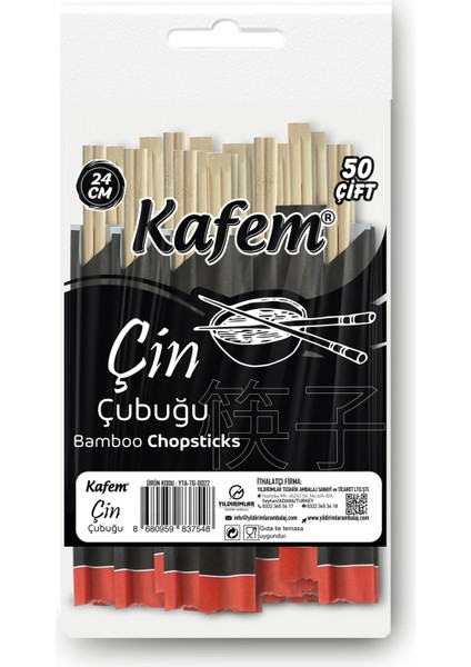 Bambu Çin Çubuğu (Chopsticks) 24 cm - 50 Çift x 10 Paket - Kafem