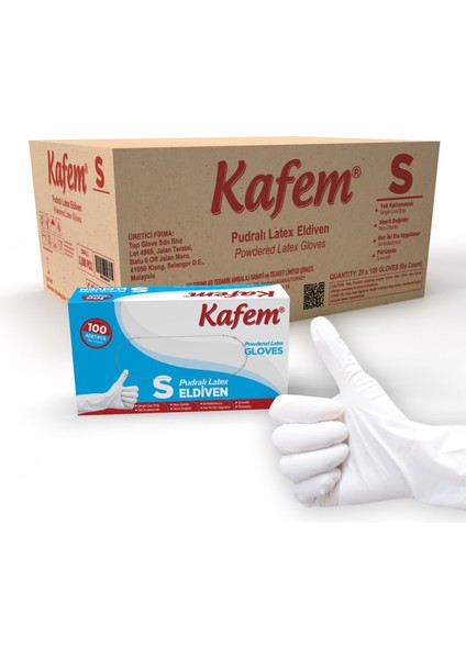 Beyaz Lateks Eldiven Pudralı (S) 100 Lü x 20 Paket (Koli)