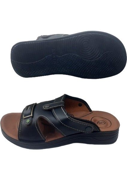 Erkek Siyah Ortapedik Taban Günlük Terlik Sandalet AK015-10 fırsatları