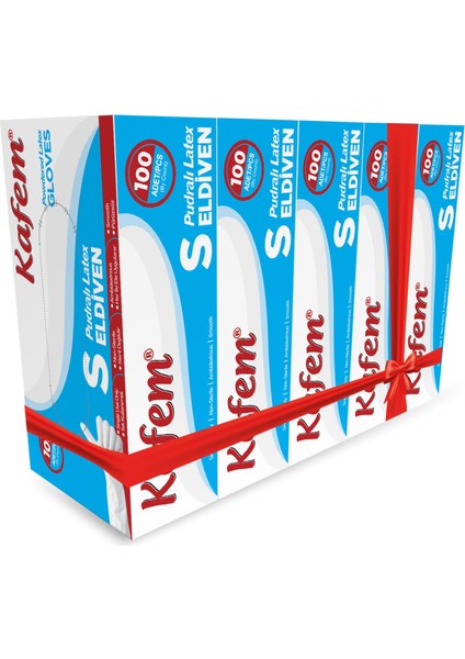 Beyaz Lateks Eldiven Pudralı (S) 100 Lü x 5 Paket