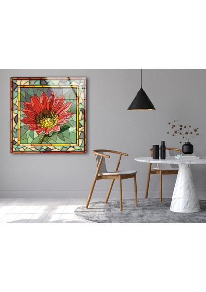 Lekeli Çiçek Desenli Temperli Cam Duvar Tablosu modelleri