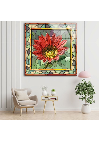 Lekeli Çiçek Desenli Temperli Cam Duvar Tablosu fırsatları