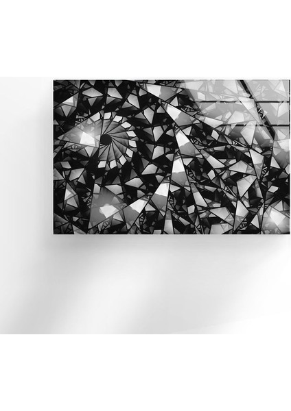 Gümüş Fraktal Soyut Temperli Cam Duvar Tablosu modelleri
